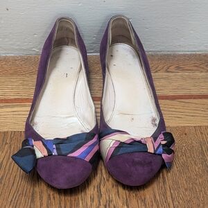 Purple Women's Shoes with Multicolor Bow